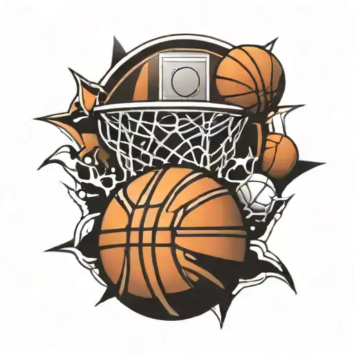 Basketball And Football Stylized With Simple Lines