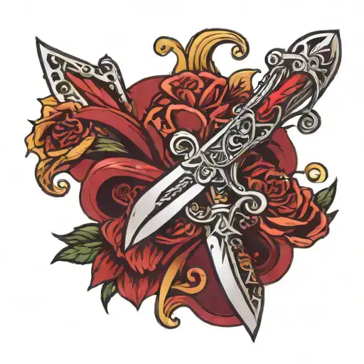 Dagger On Crimson Velvet Fabric