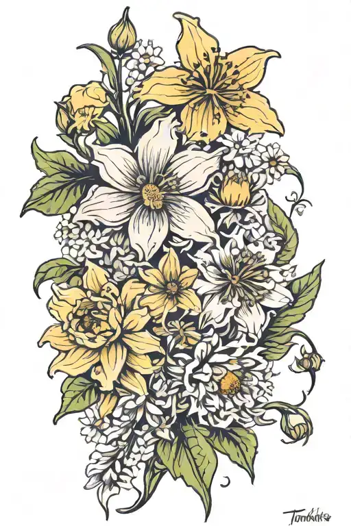 Daffodils Violets Carnation Daisy Chrysanthemum Flower