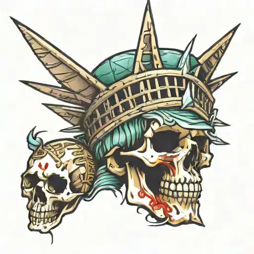 Statue Of Liberty Skull Face
