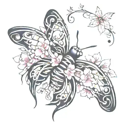 Spider Butterfly Oriental Flowers Cherry Blossoms