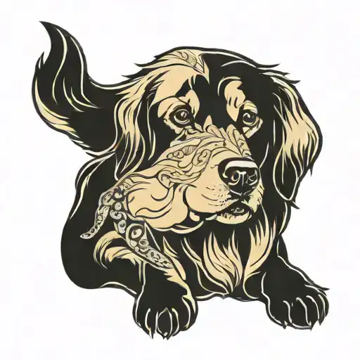 Golden Retriever Dog Surrounded By Marie Gold