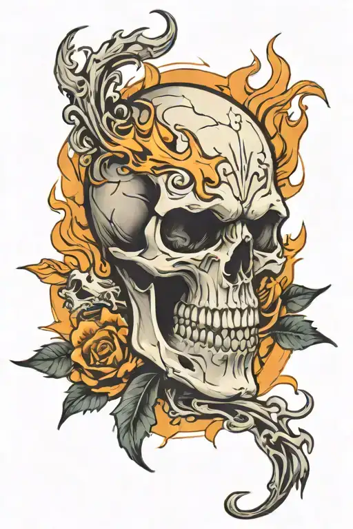 Skull And Flames