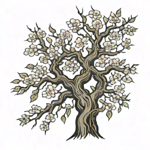 Lightning Bolts Morphing Into Branches Of Cherry Blossom Tree