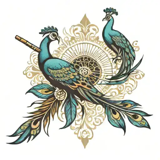 Flute And Peacock Feather