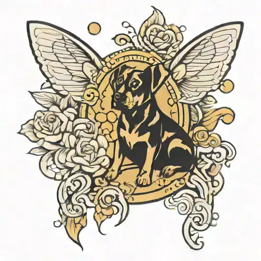 Dog Surrounded By Marie Gold Colored Honey