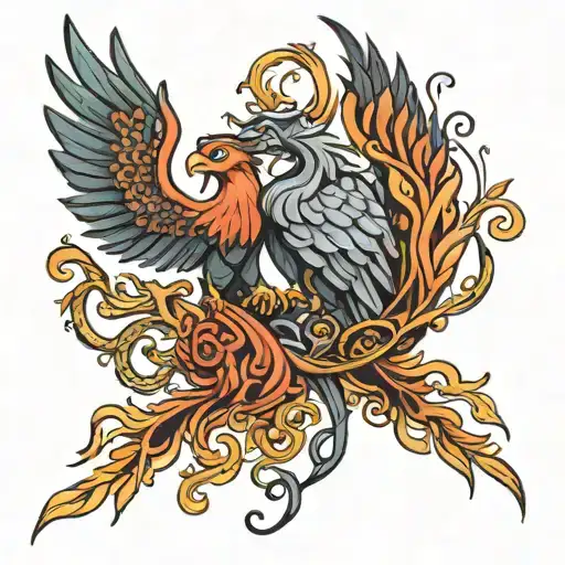 Phoenix And Medusa Intertwined