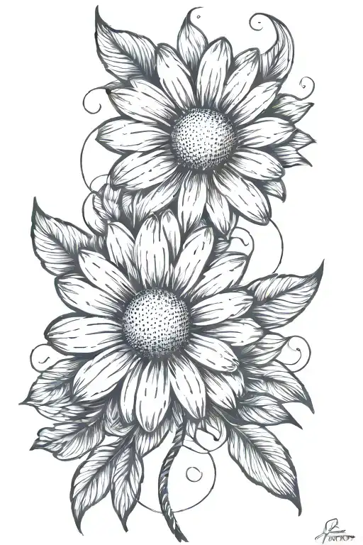 Daisy's With Little Lines In Between Going Down Verically