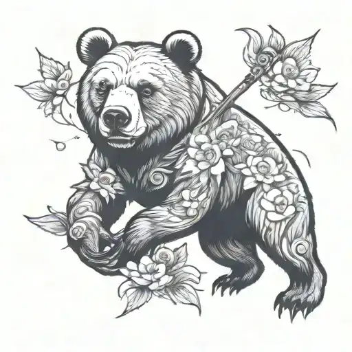 Bear Fishing Rod Flower Nature