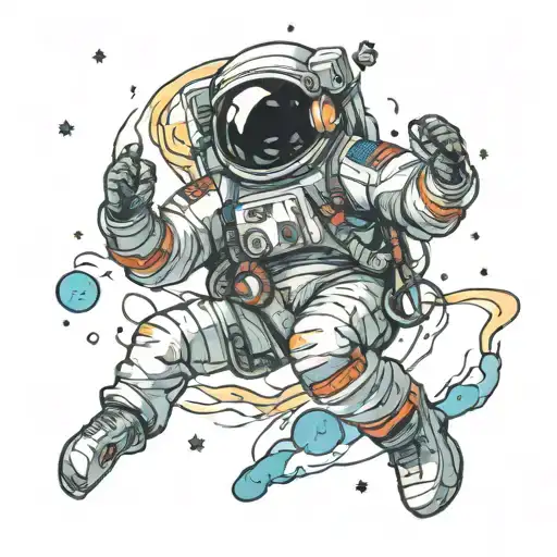 Astronaut Looking Over Water During The Night