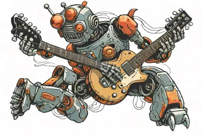 A Robot Playing A Guitar