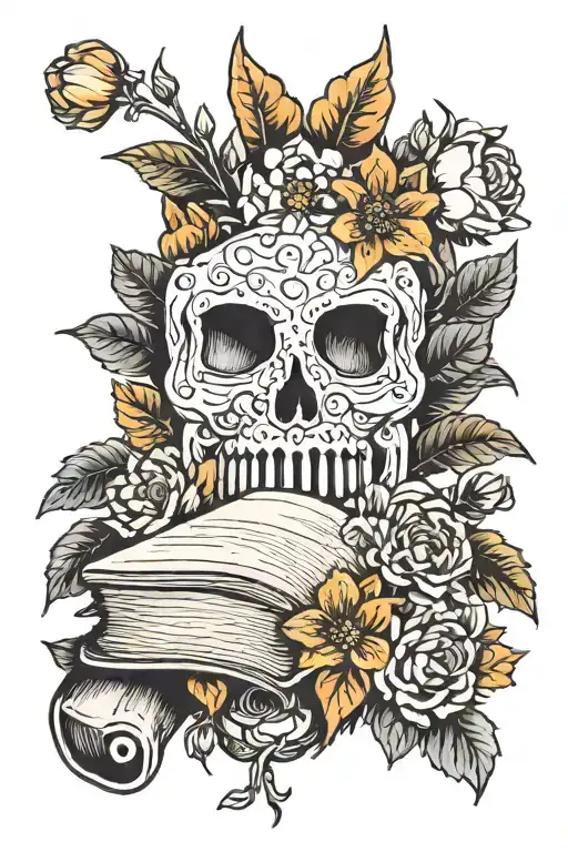 A Bouquet Of Fall Flowers With A Book Nestled Among Them