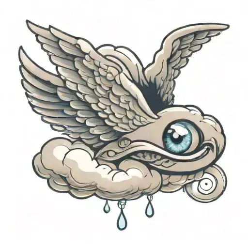 Cloud With Wing With An Eye With A Heart In It Crying