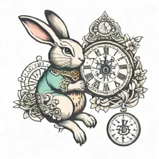 Chinese Bunny With Clock And Virgo Zodiac Sign