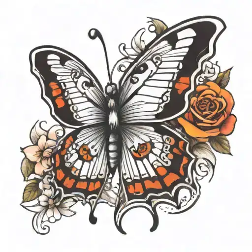 Butterfly Perched With Bs In Wing