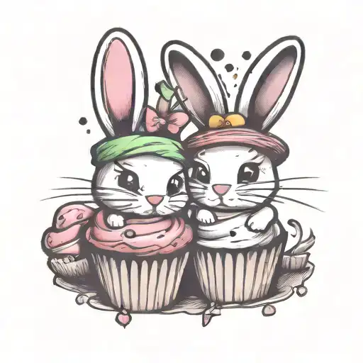 Muffin Bunny Rabbit Best Friends Cute Colorful Funny