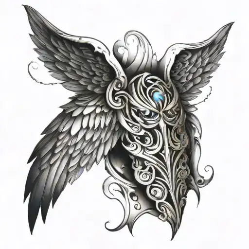 3D Angel Wings Wrapping Inwards