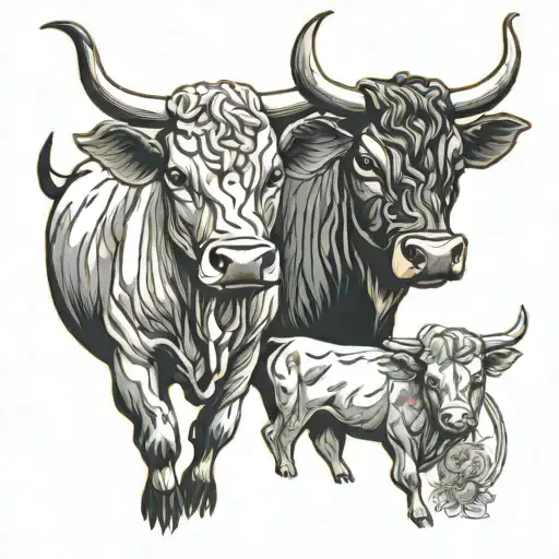 Bull Heifer Couple Arm