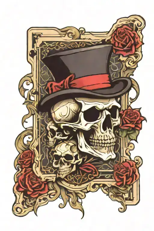 Skulls And Joker Cards Logo With Color