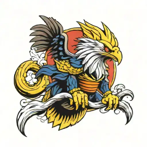 Dragon Ball Z With A Bald Eagle Perched