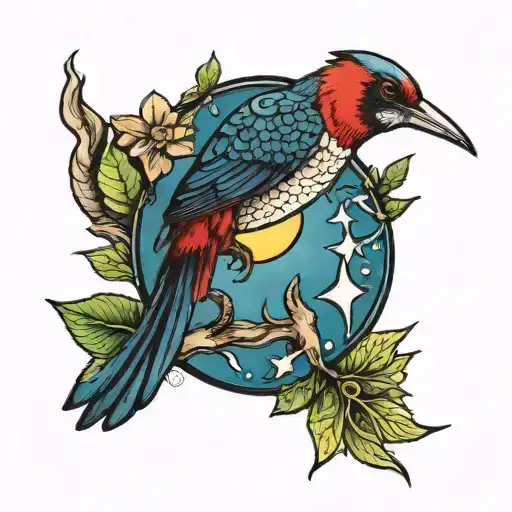 A Lizard A Hummingbird A Cardinal And The Moon