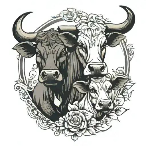Bull Heifer Couple Tatoo Design