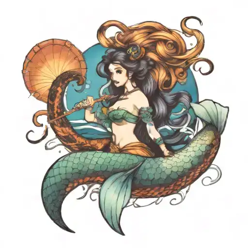 Add Different Tail On Mermaid With An Arrow Piercing Her Tail