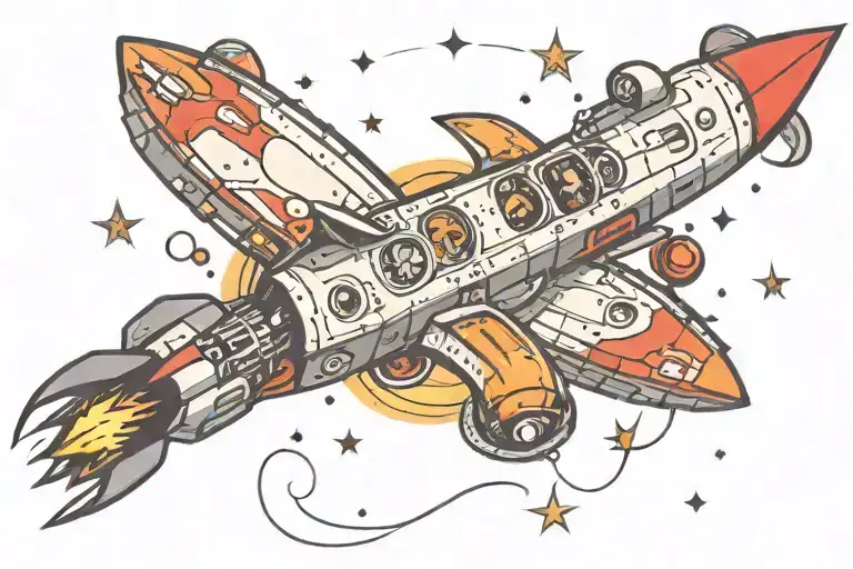 Infinity With Rocket Ship In Space Themed