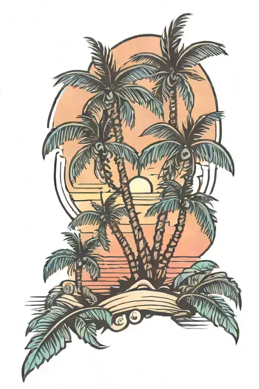 Palm Tree And A Sunset