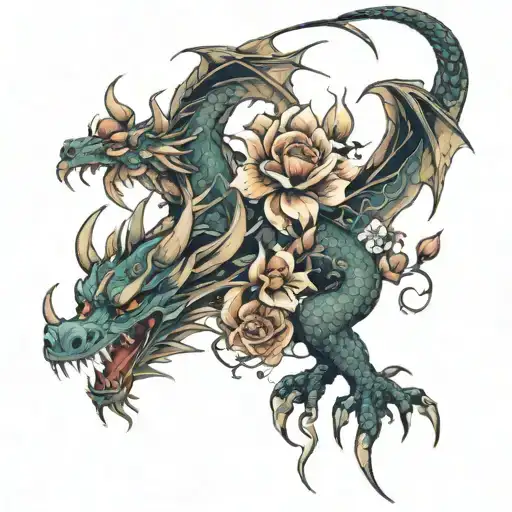 Flowers And Dragon Wrapped