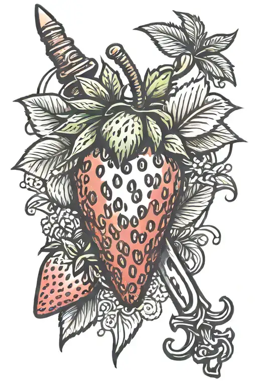 Strawberry With Dagger Piercing