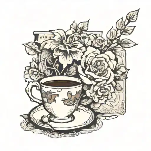 Flower Book And Coffee Mug