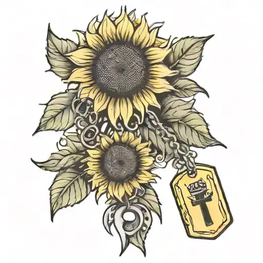 Sunflower With Dogtags Hanging