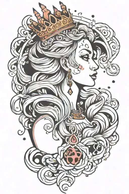 Princess With Scorpio Zodiac Sign With Fire Flames Under It And The I Dotted With A Crooked Crown