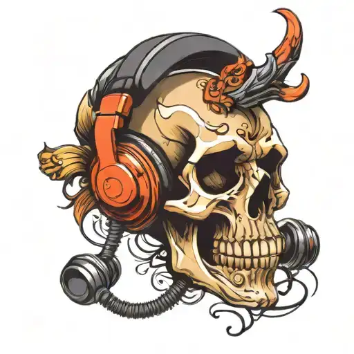 Skull Wearing Headphones
