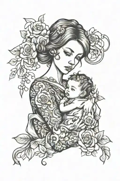 Mom Holding Baby Girl