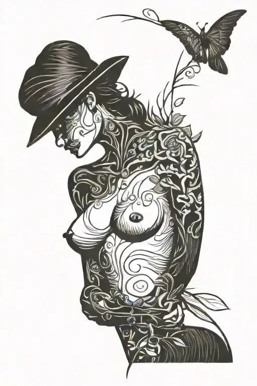 Female Body Silhouette In Continuous Line