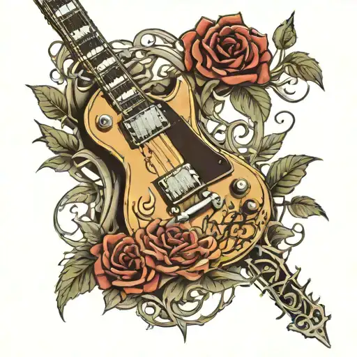 Gibson Les Paul Guitar Wrapped In Roses With 10 Thorns