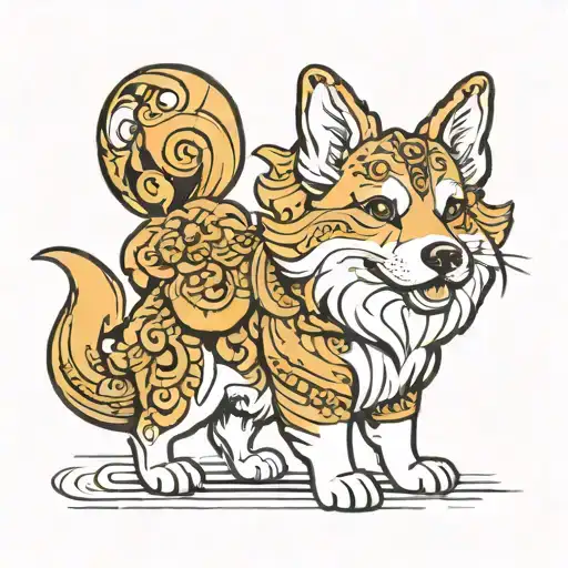 Corgi As A Shishi Lion