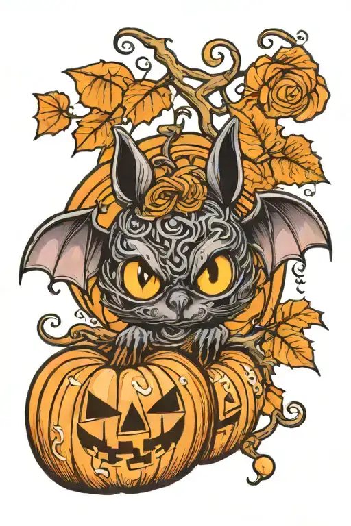 Pumpkin Bats Moon Yarn Love