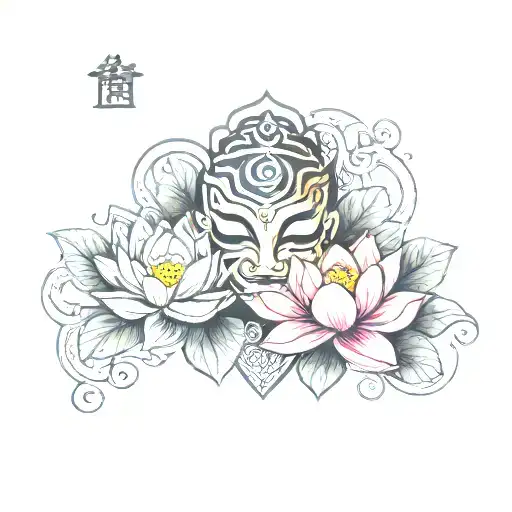 Lotus Flower And Onin Mask