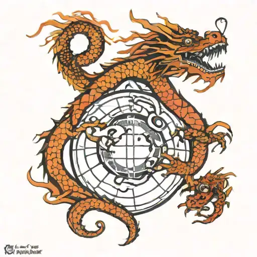 Chinese Dragon Wrapped Around Planet Earth
