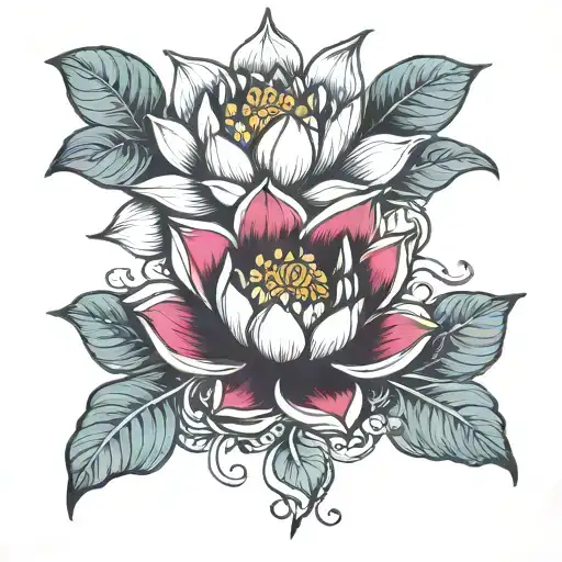 F M F With Lotus Flowers Intertwined