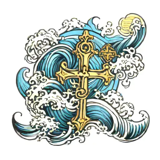 Ocean Wave With Cross