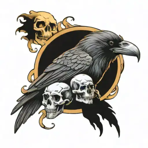 Raven With 3 Smoke Skulls