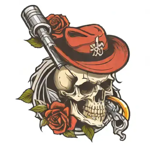 Cross Combination Wrenches And Skull Smoking A Cigarette