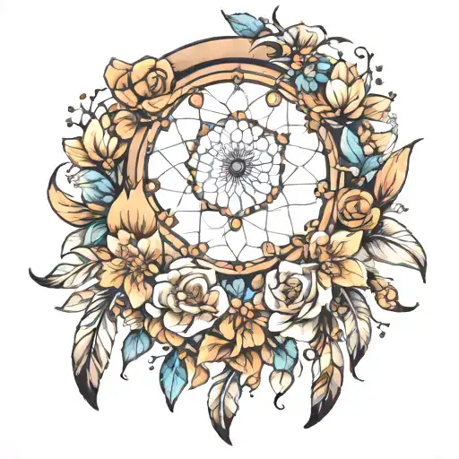 Dreamcatcher Flowers Feathers Beads Jeweled Lace Affect