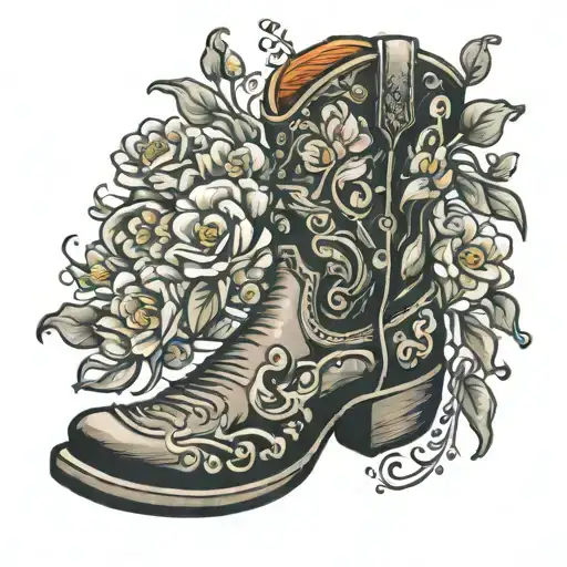 Cowboy Boot With Flowers Growing