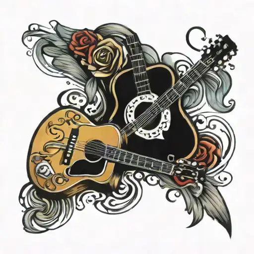 Guitar And Microphone On Top Of Guitar