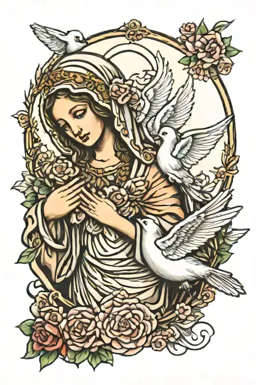 Virgin Mary 2 Doves